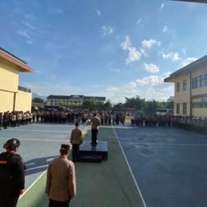 Polres Bima Kota Gelar Apel Pengamanan Aksi Unjuk Rasa, 345 Personel Dikerahkan