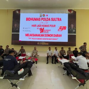 Bid Humas Polda Sultra Gelar Donor Darah Serentak dalam Rangka HUT Humas Polri ke-74