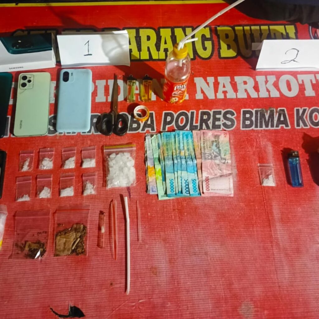 Tim Opsnal Sat Resnarkoba Polres Bima Kota Kembali Amankan 2 Terduga Pelaku, Sita 28,37 Gram Shabu dan 1,05 Gram Ganja