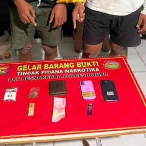 Satresnarkoba Polres Dompu Amankan Dua Terduga Pelaku Penyalahgunaan Ganja.