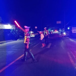 Satlantas Polres Lombok Utara Gelar Blue Light Patrol di Jalan Raya Tanjung