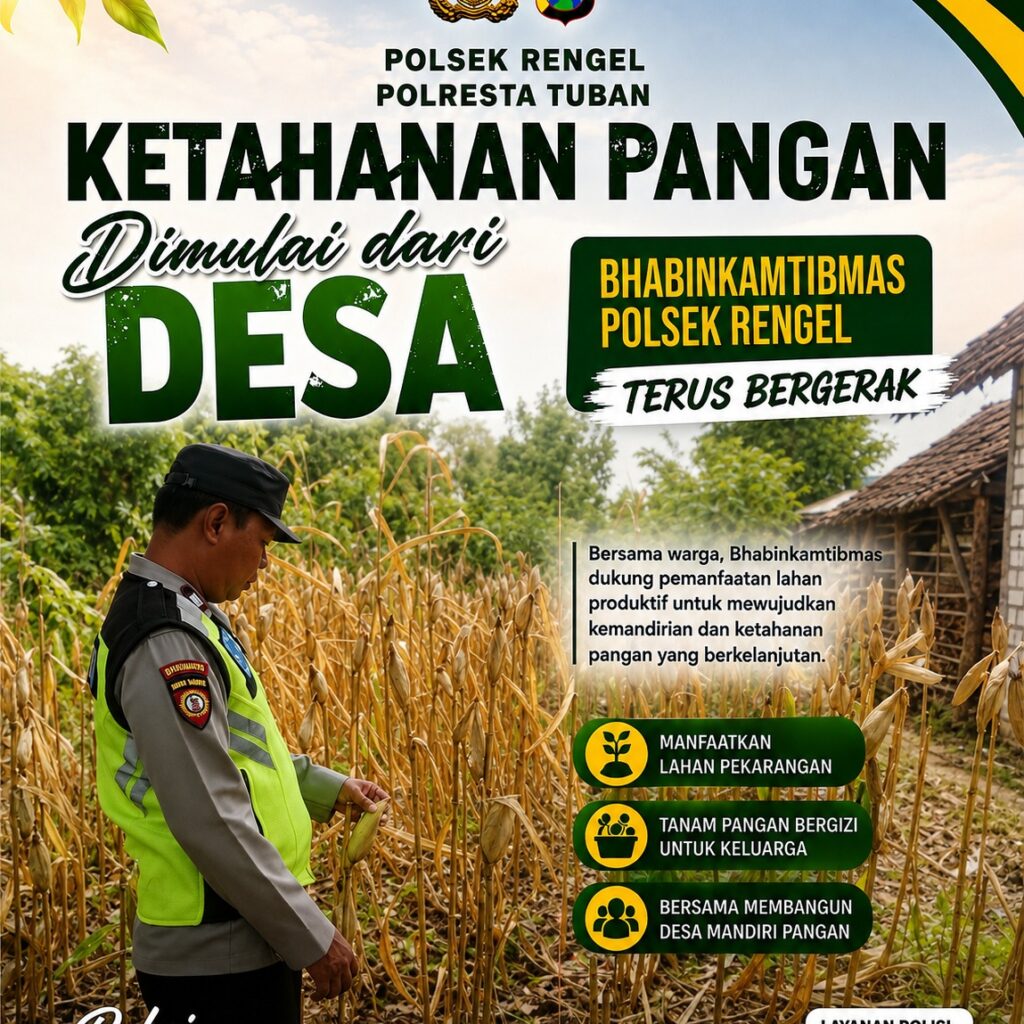 Polri Dukung Astacita, Polsek Rengel Polres Tuban Turun Cek Tanaman Padi Warga di Desa Maibit