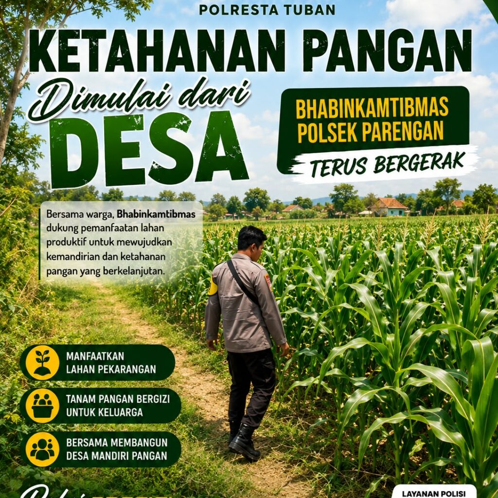 Dukung Program ASTACITA, Bhabinkamtibmas Desa Parangbatu Polsek Parengan Polresta Tuban laksanakan sambang tanaman Jagung Di Desa Parangbatu Kec. Parengan