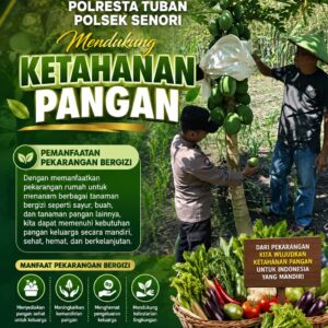 Bhabinkamtimas Polsek Senori Polresta Tuban Polda Jatim Sambang Pekarangan Pangan Bergizi Warga Desa Srndang Guna Mendukung Ketahanan Pangan