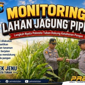 Anggota Bhabinkamtibmas Polsek Senori Polresta Tuban Monitoring Tanaman Jagung Milik Warga Desa Jatisari Dukung Program Ketahanan Pangan