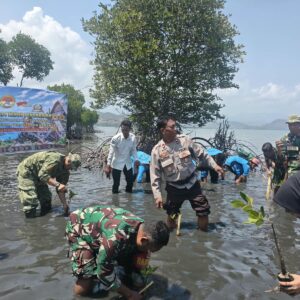 Sinergi TNI-Polri dan Pelajar Tanam Mangrove Serentak di Pulau Kaung, Cegah Abrasi Pesisir Pantai