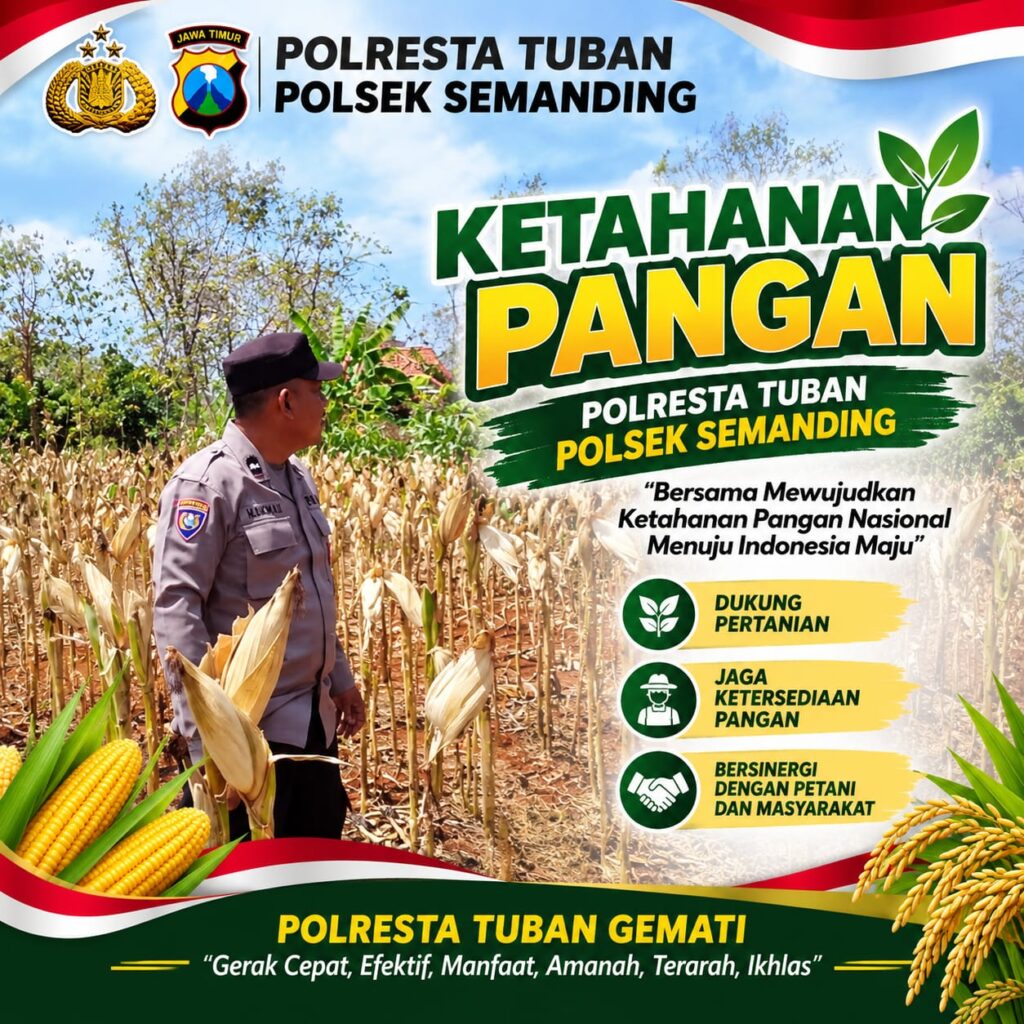 Polri Dukung Astacita, Polsek Semanding Polresta Tuban Turun Cek Tanaman jagung milik Warga di Desa Bektiharjo