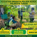 DEMI DUKUNG PROGRAM KETAHANAN PANGAN, ANGGOTA POLSEK KEREK SILATURAHMI DENGAN KELOMPOK TANI