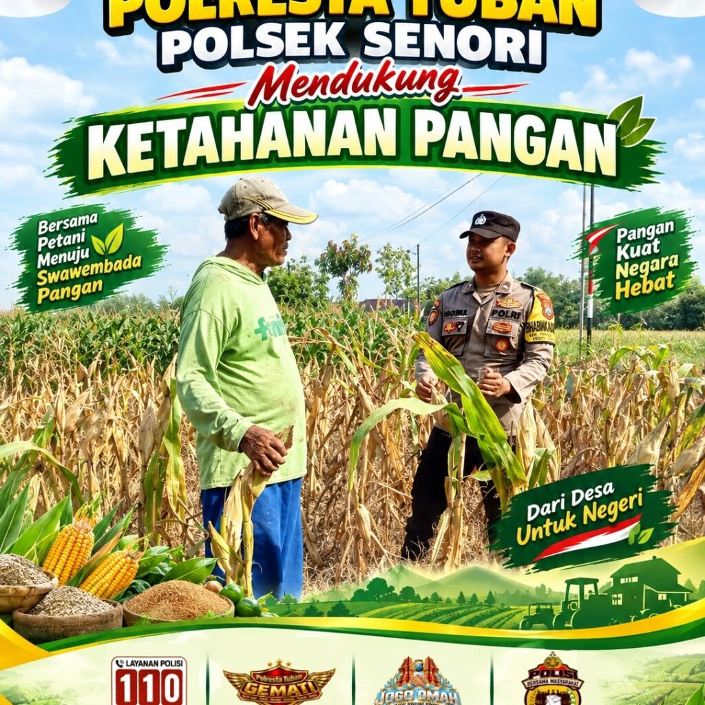 Program Ketahanan Pangan Bhabinkamtibmas Polsek Senori Polresta Tuban Lakukan Pemantauan Tanaman Jagung Warga Desa Wanglukulon