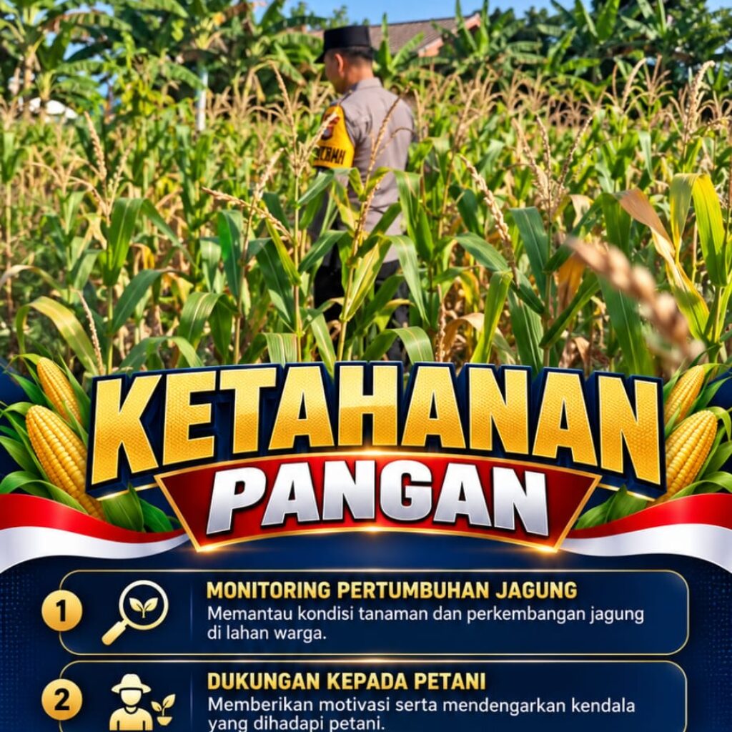 Mendukung Program Ketahanan Pangan, Bhabinkamtibmas Monitoring Pertumbuhan Jagung