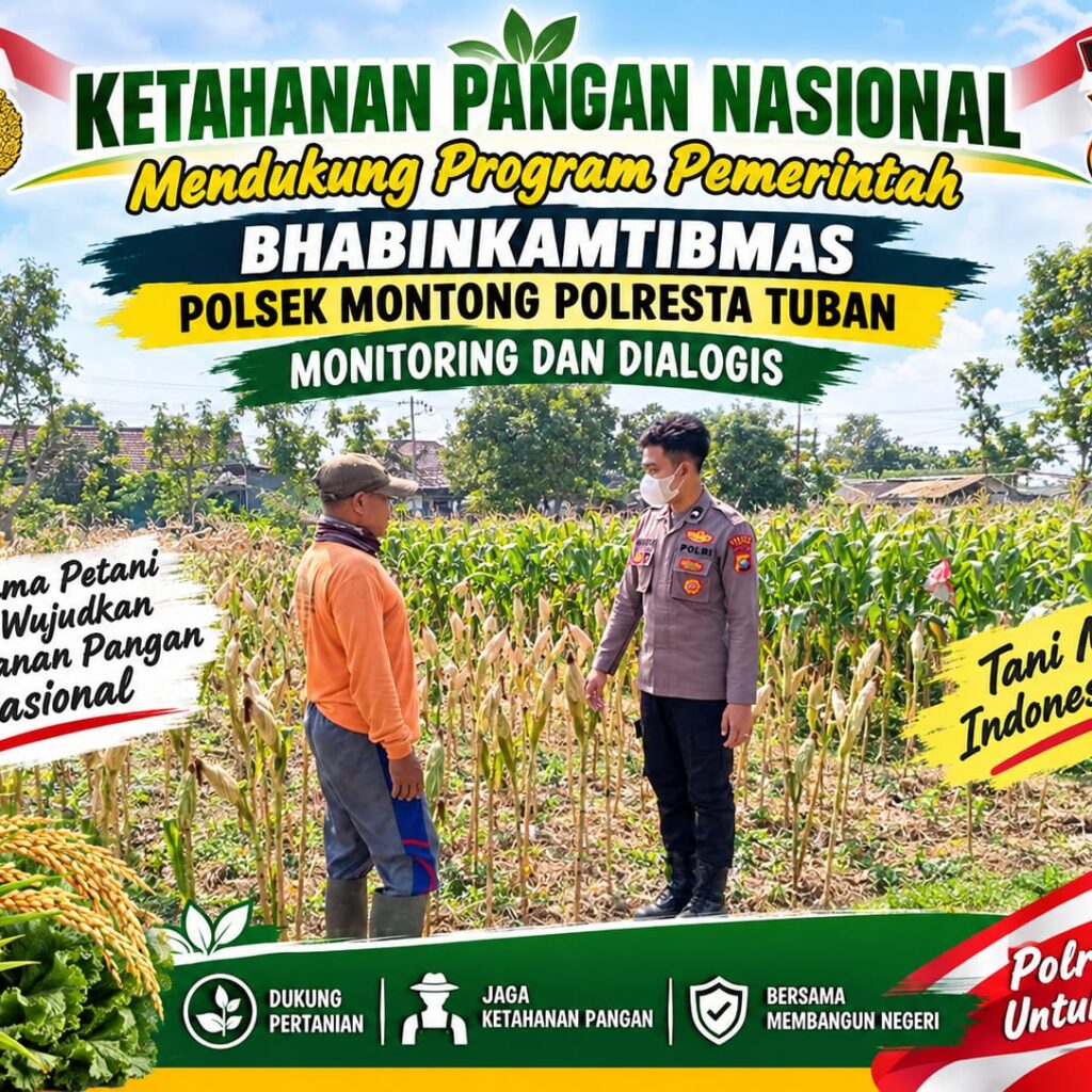 Mendukung Asta Cita Presiden bhabinkamtibmas Polsek Montong Polresta Tuban Pantau Kodisi Tanaman Jagung Milik Warga Desa pakel